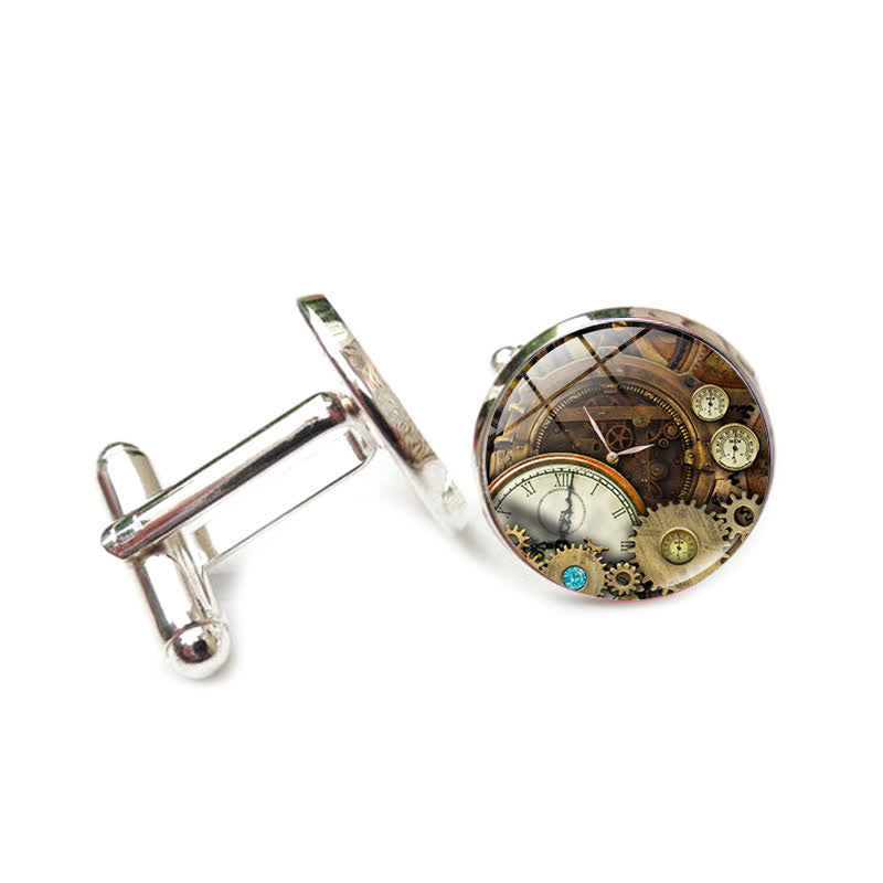 Boutons de manchette à motif d'engrenages Steampunk vintage - Style #2 - image 5