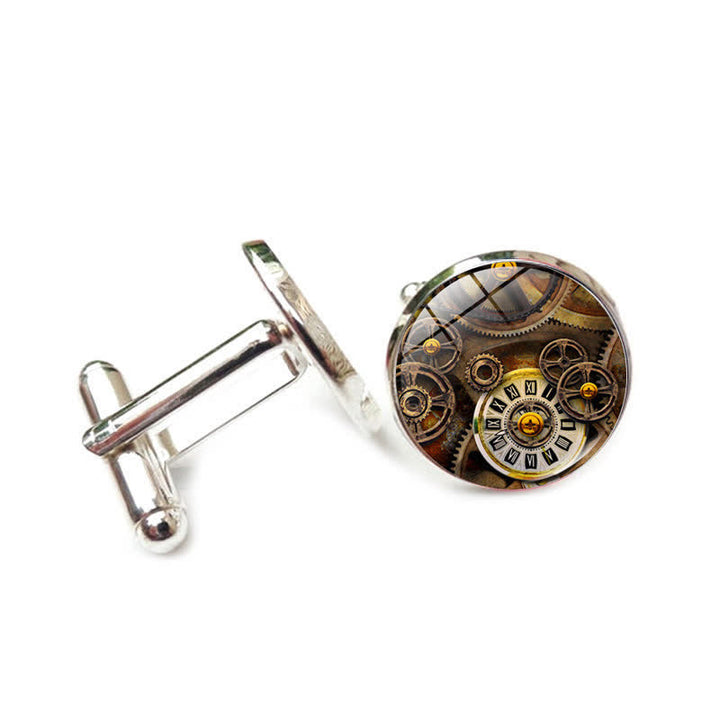 Boutons de manchette à motif d'engrenages Steampunk vintage - Style #7 - image 10