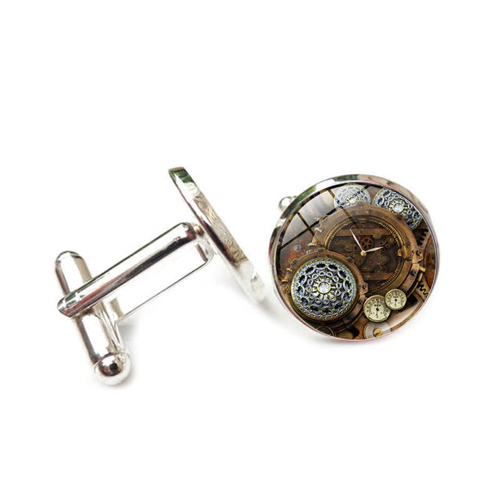 Boutons de manchette à motif d'engrenages Steampunk vintage - Style #6 - image 9