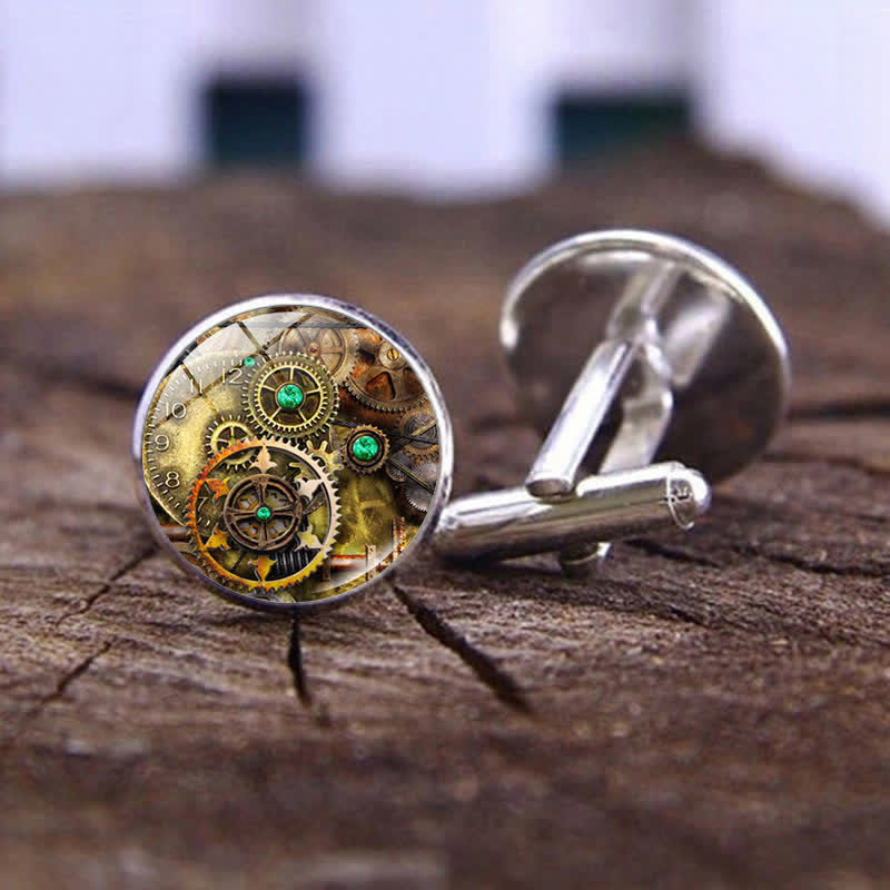 Boutons de manchette à motif d'engrenages Steampunk vintage - Style n°1 - image 0