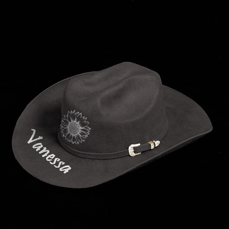 Personnalisez votre motif et votre texte Chapeau de cowboy de couleur unie - image 1