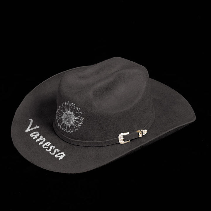 Personnalisez votre motif et votre texte Chapeau de cowboy de couleur unie - image 1