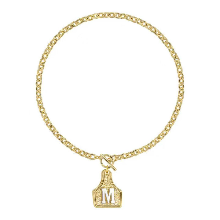 Collier pendentif exquis en forme de lettre en relief, doré et argenté - image 2