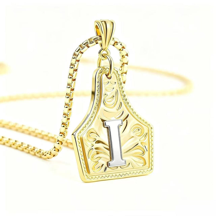 Collier pendentif exquis en forme de lettre en relief, doré et argenté - Doré - je - image 12