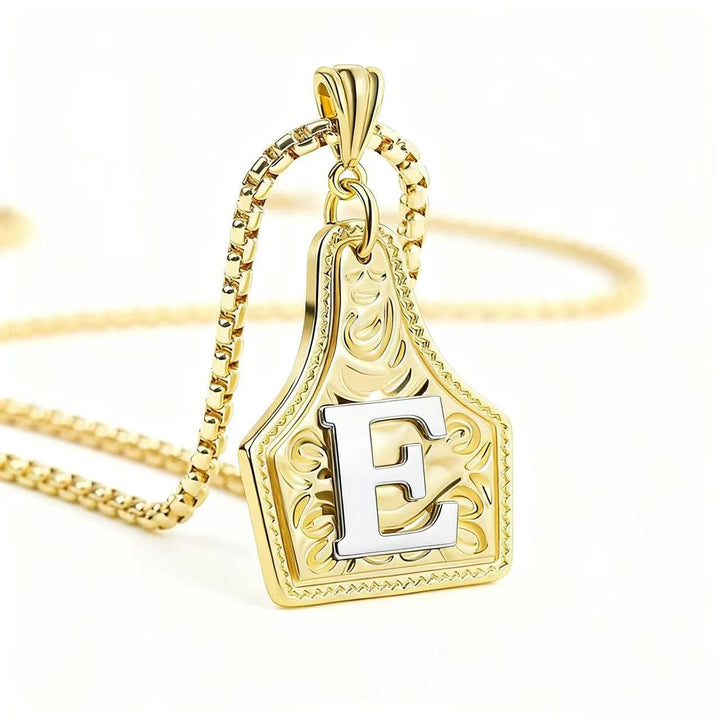 Collier pendentif exquis en forme de lettre en relief, doré et argenté - Doré - E - image 8