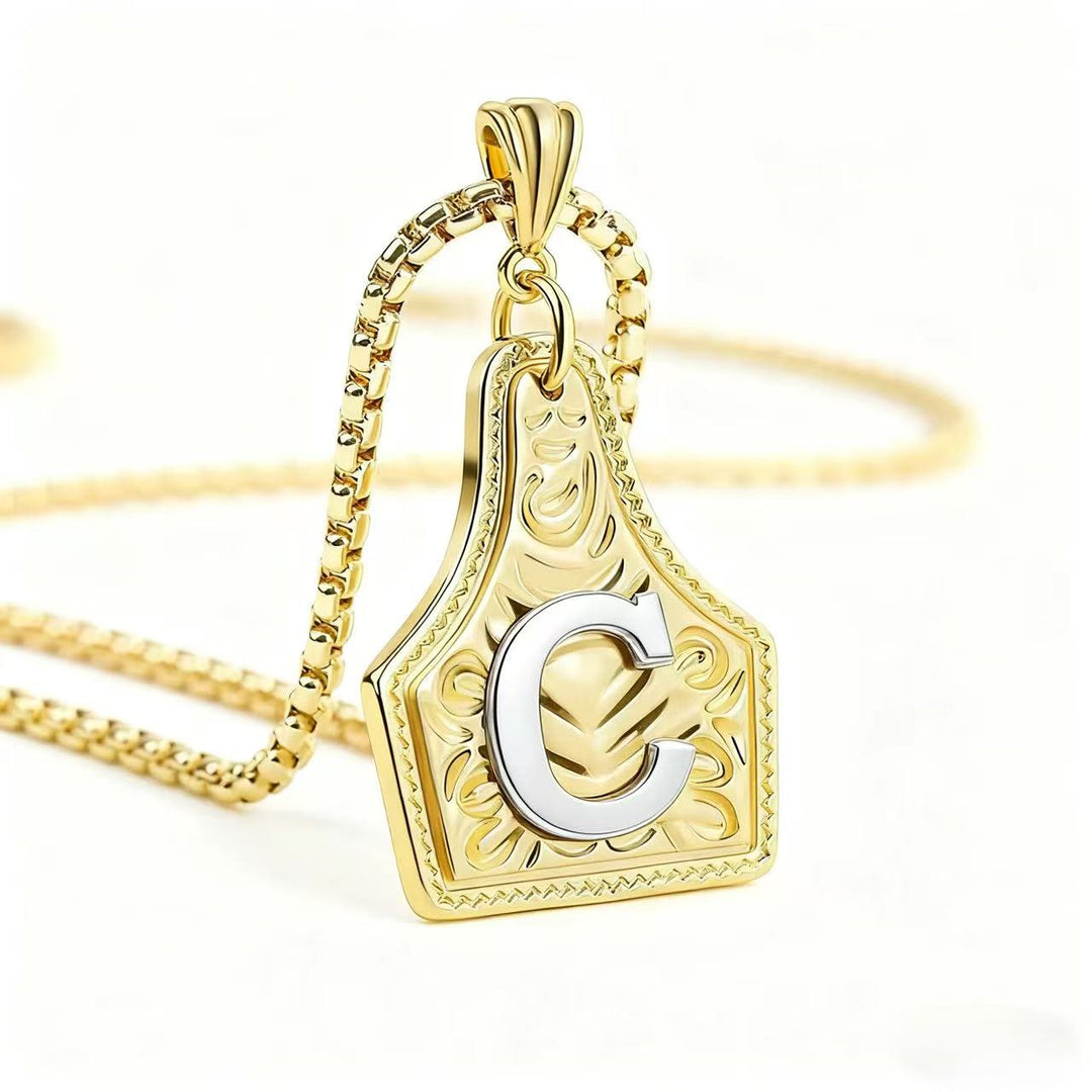 Collier pendentif exquis en forme de lettre en relief, doré et argenté - Doré - C - image 6