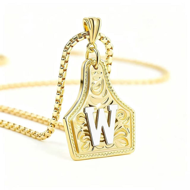 Collier pendentif exquis en forme de lettre en relief, doré et argenté - Doré - W - image 26