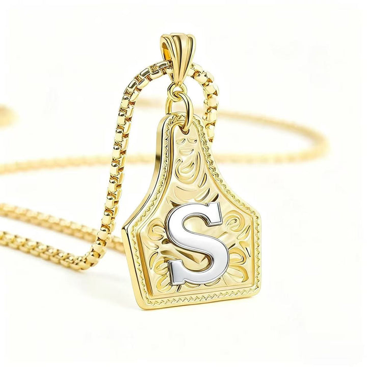 Collier pendentif exquis en forme de lettre en relief, doré et argenté - Doré - S - image 22