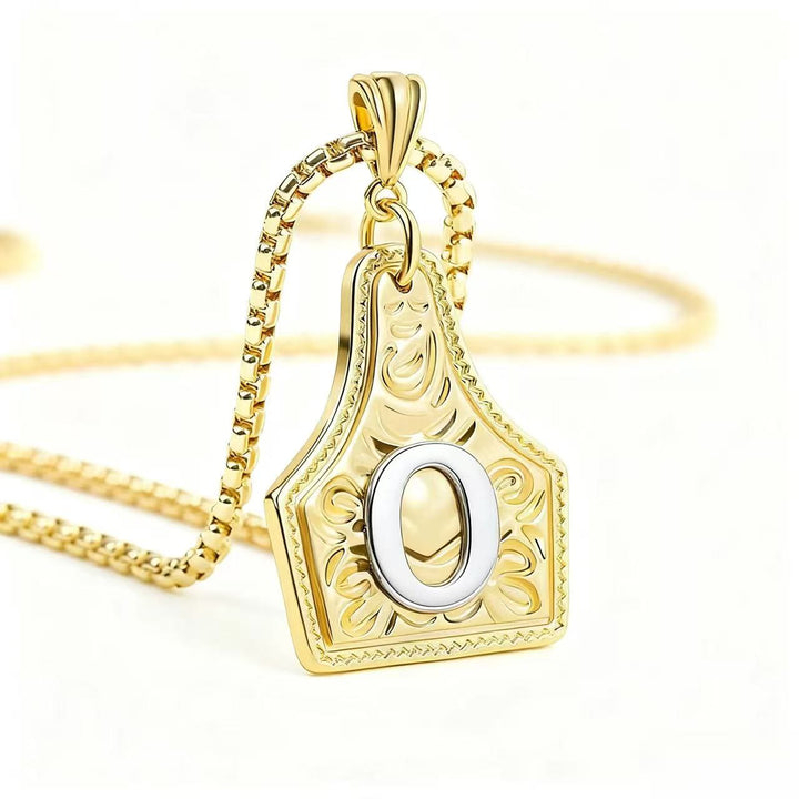 Collier pendentif exquis en forme de lettre en relief, doré et argenté - Doré - O - image 18