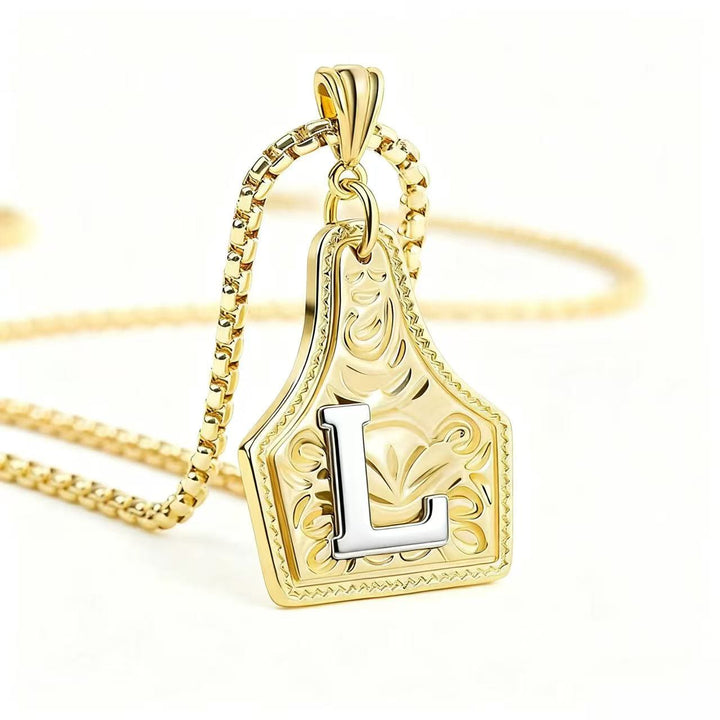 Collier pendentif exquis en forme de lettre en relief, doré et argenté - Doré - L - image 15