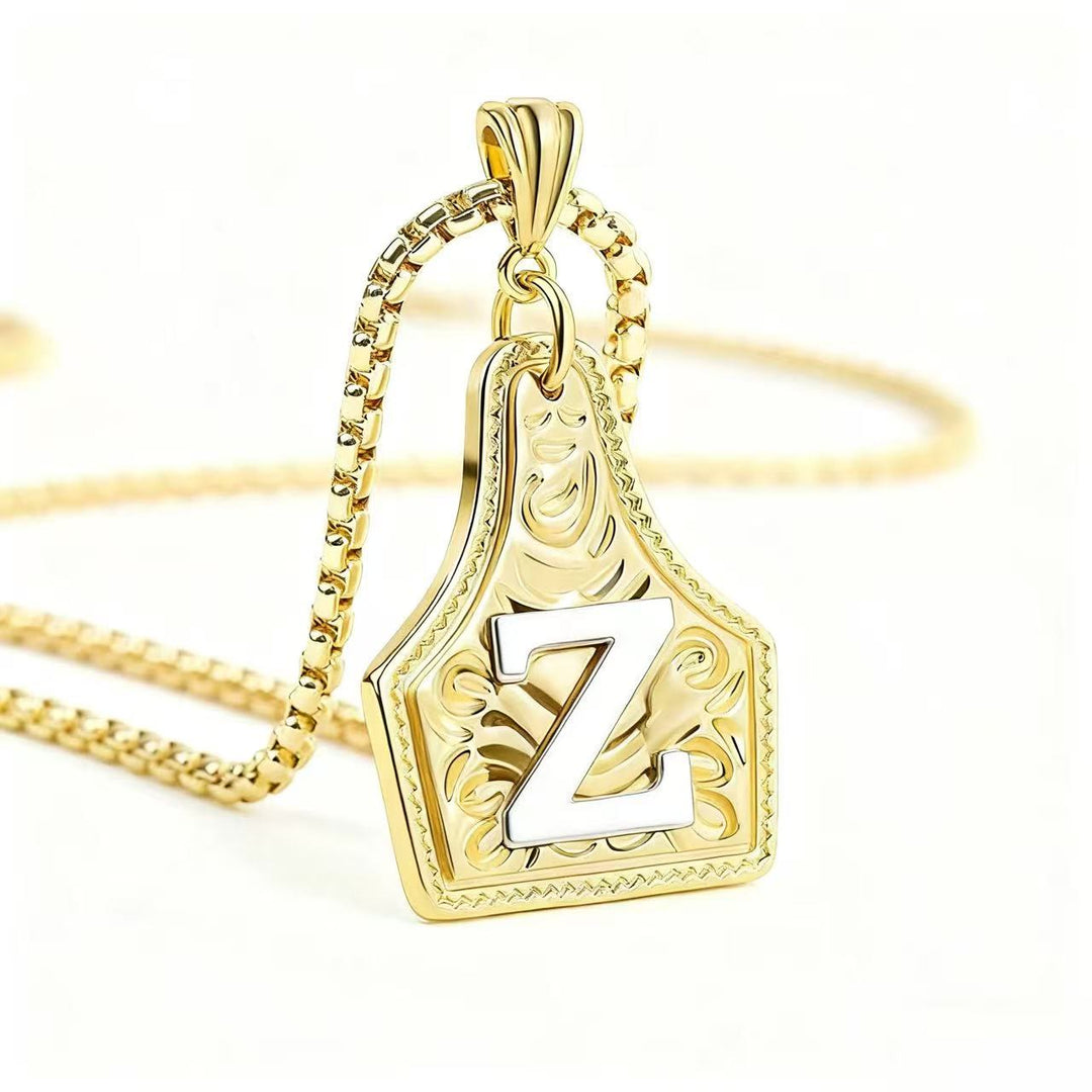 Collier pendentif exquis en forme de lettre en relief, doré et argenté - Doré - Z - image 29