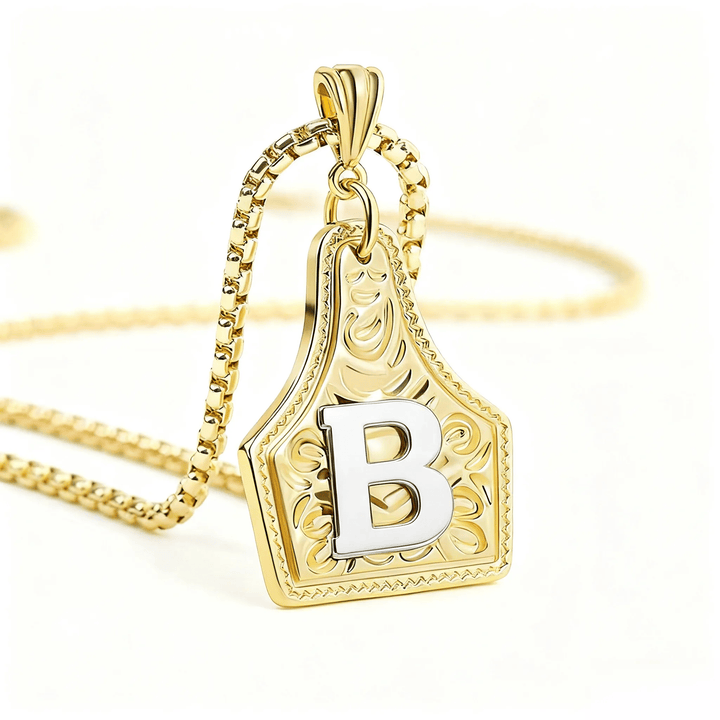 Collier pendentif exquis en forme de lettre en relief, doré et argenté - Doré - B - image 5