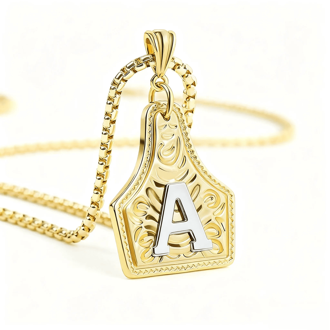 Collier pendentif exquis en forme de lettre en relief, doré et argenté - Doré - UN - image 0
