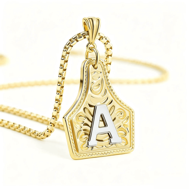 Collier pendentif exquis en forme de lettre en relief, doré et argenté - Doré - UN - image 0