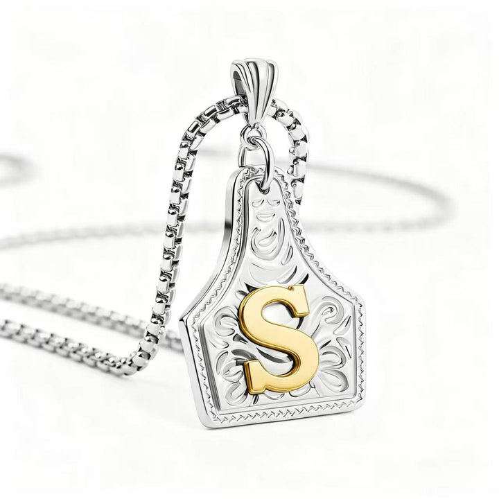 Collier pendentif exquis en forme de lettre en relief, doré et argenté - Argent - S - image 48