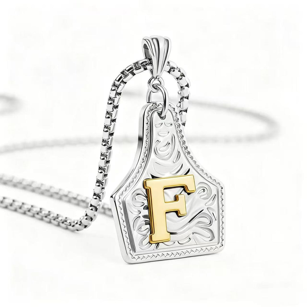 Collier pendentif exquis en forme de lettre en relief, doré et argenté - Argent - F - image 35