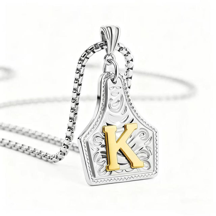 Collier pendentif exquis en forme de lettre en relief, doré et argenté - Argent - K - image 40