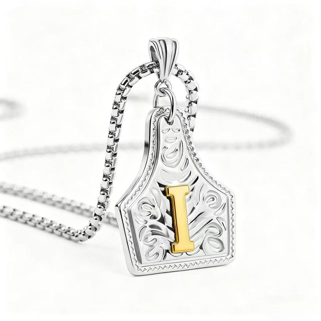 Collier pendentif exquis en forme de lettre en relief, doré et argenté - Argent - je - image 38