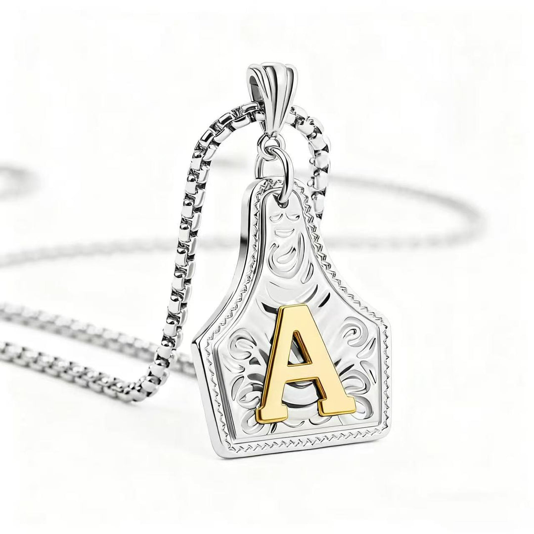 Collier pendentif exquis en forme de lettre en relief, doré et argenté - Argent - UN - image 30