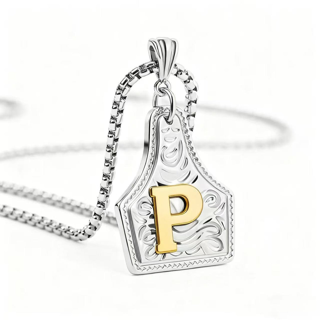 Collier pendentif exquis en forme de lettre en relief, doré et argenté - Argent - P - image 45