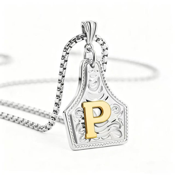 Collier pendentif exquis en forme de lettre en relief, doré et argenté - Argent - P - image 45