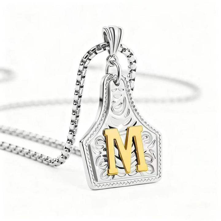 Collier pendentif exquis en forme de lettre en relief, doré et argenté - Argent - M - image 42