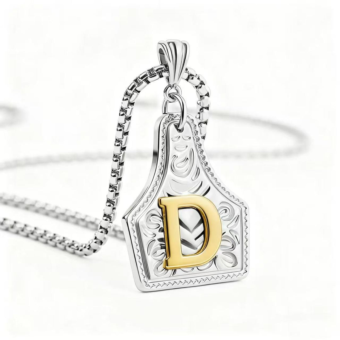 Collier pendentif exquis en forme de lettre en relief, doré et argenté - Argent - D - image 33