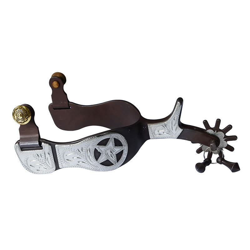 Éperons de cow-boy en argent sculpté en forme d'étoile à cinq branches avec pendentif - Argent - image 0