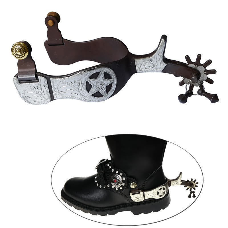 Éperons de cow-boy en argent sculpté en forme d'étoile à cinq branches avec pendentif - image 1