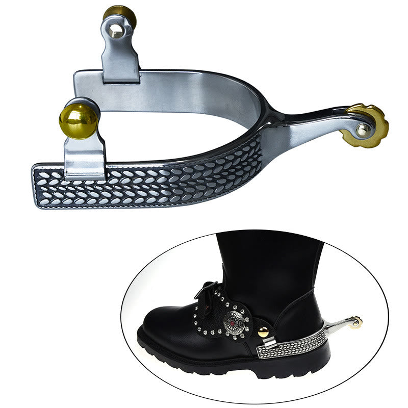 Éperons de cow-boy exquis en écailles sculptées avec engrenages et boucles en laiton - image 1