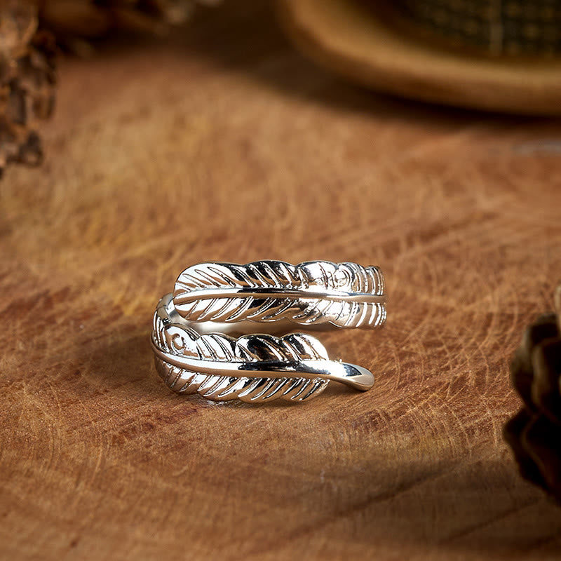 Bague ajustable en cuivre couleur unie style vintage avec motif feuille de bananier - image 0