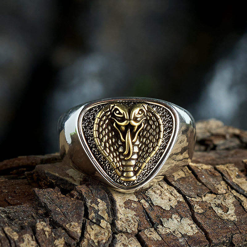 Bague tête de serpent féroce de style rétro occidental - image 3