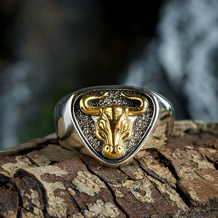 Bague ajustable à ouverture pour homme avec motif de taureau et de cheval dominateur - image 2