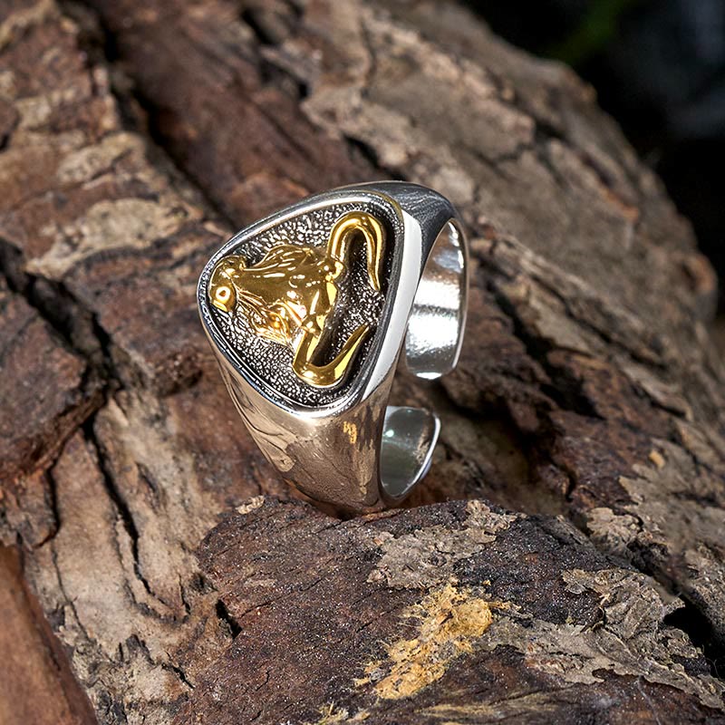 Bague ajustable à ouverture pour homme avec motif de taureau et de cheval dominateur - image 3