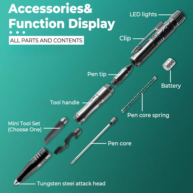 Stylo tactique multifonctionnel pour l'autodéfense et la survie - image 2