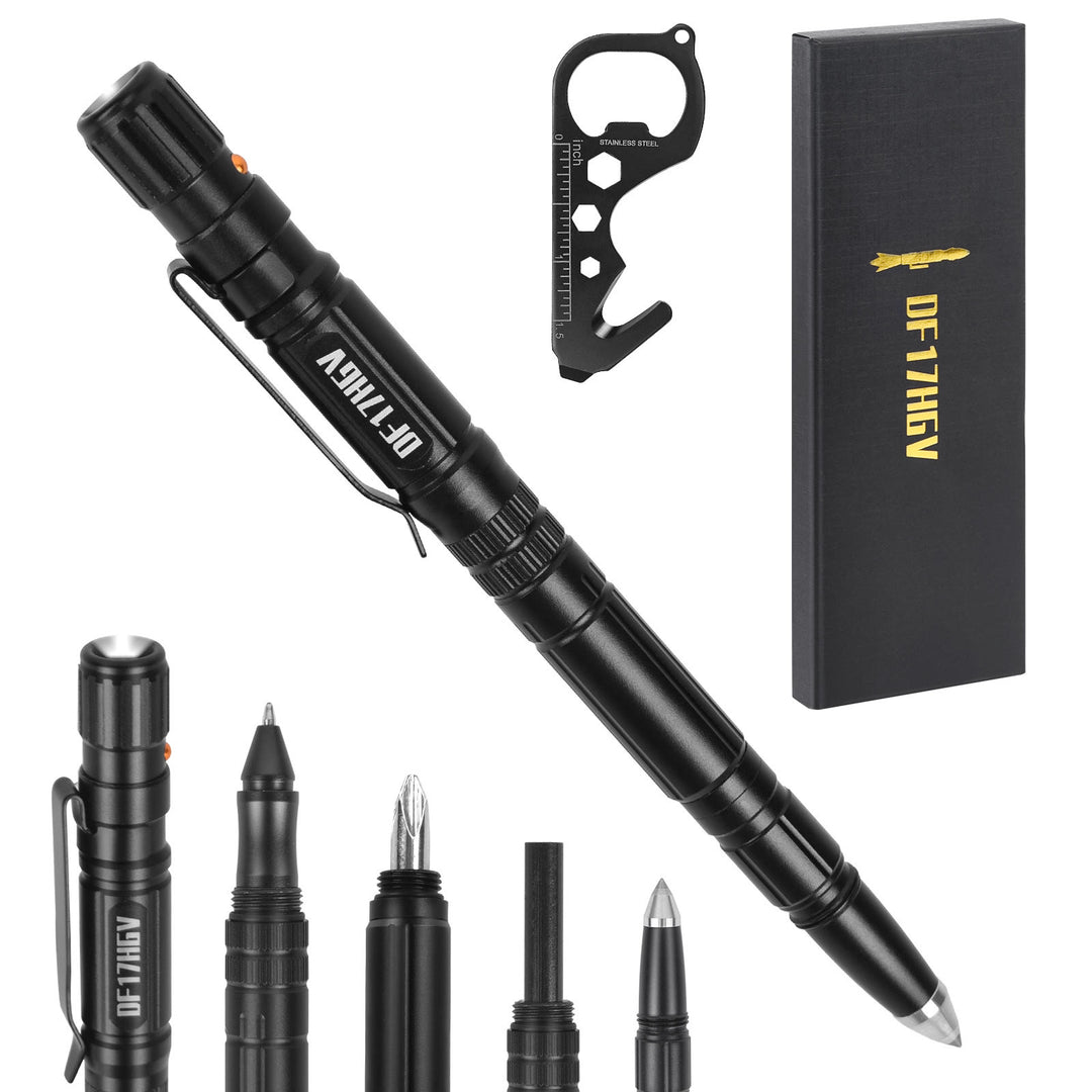 Stylo tactique multifonction pour éclairage et écriture, survie, EDC - Noir - image 0