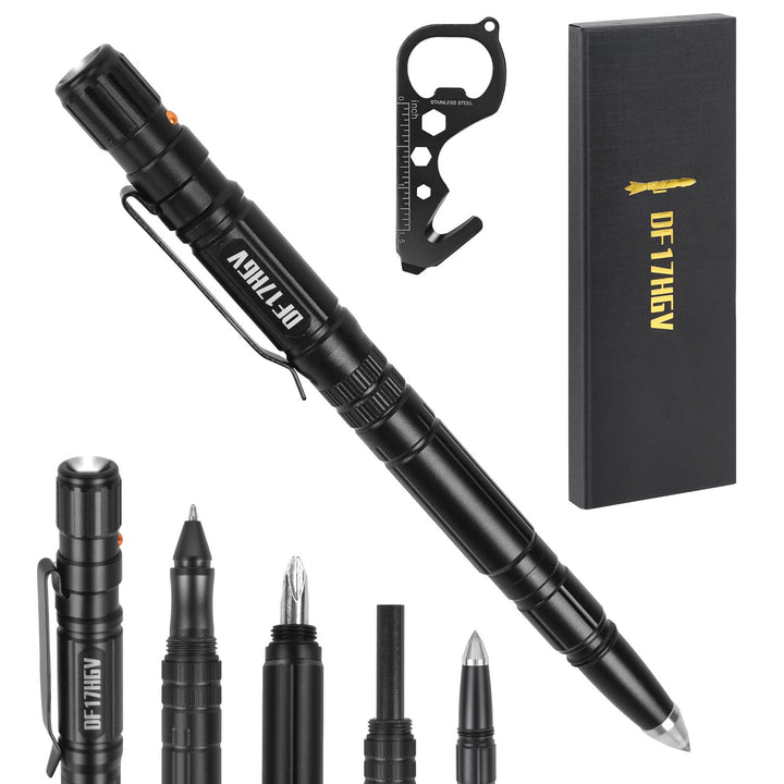 Stylo tactique multifonction pour éclairage et écriture, survie, EDC - Noir - image 0