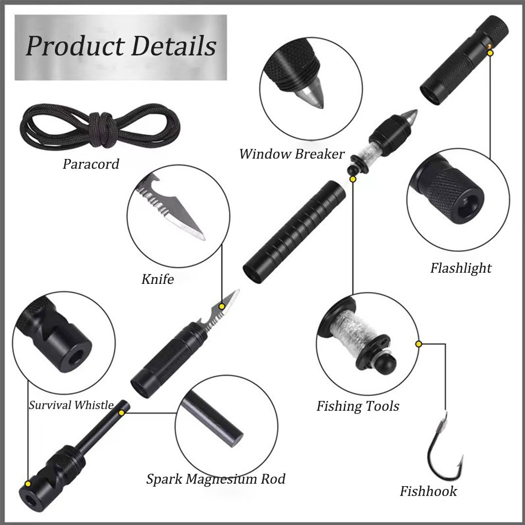 Stylo tactique de survie avec sifflet brise-vitre multifonctionnel - image 3