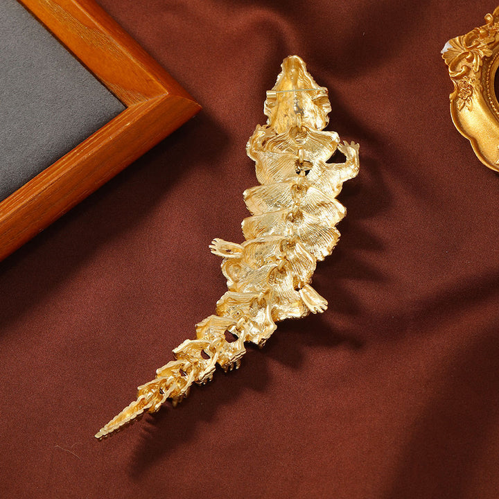 Broche articulée en crocodile doré mobile, accessoire de costume - image 2