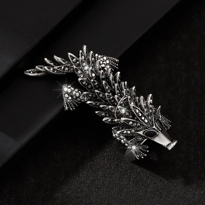 Broche articulée crocodile mobile incrustée de strass - image 1