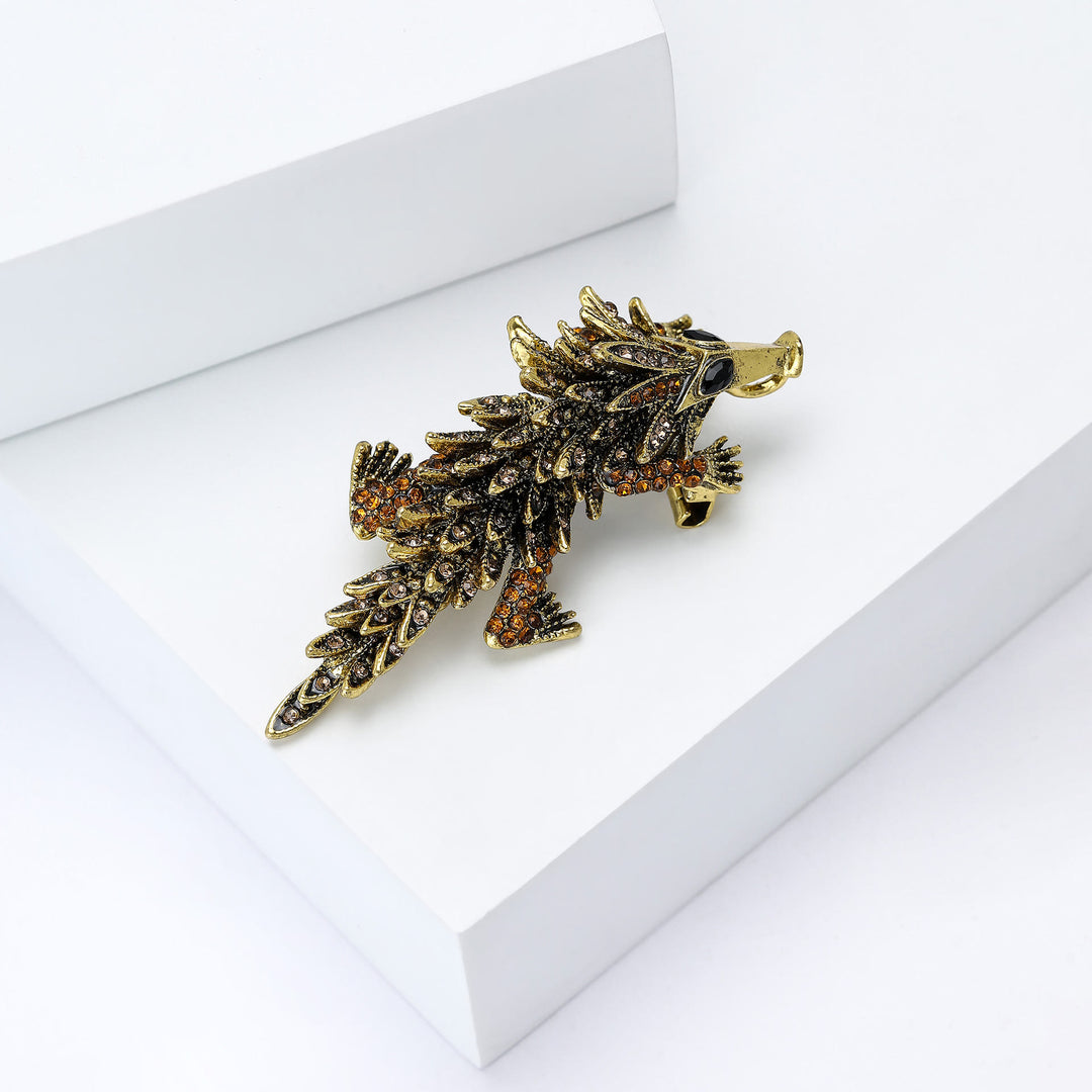 Broche articulée crocodile mobile incrustée de strass - image 5