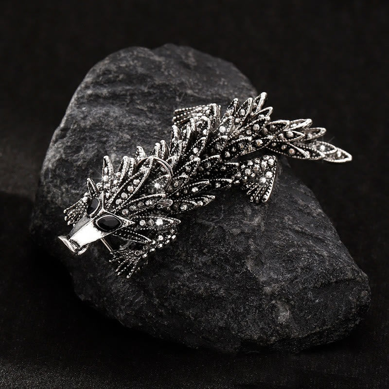 Broche articulée crocodile mobile incrustée de strass - Gris - image 0