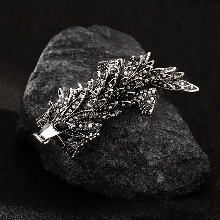Broche articulée crocodile mobile incrustée de strass - Gris - image 0