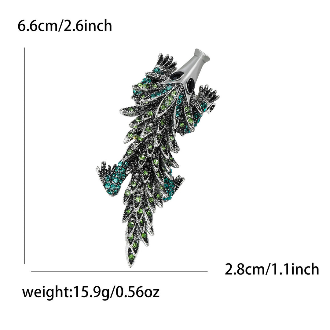 Broche articulée crocodile mobile incrustée de strass - image 10