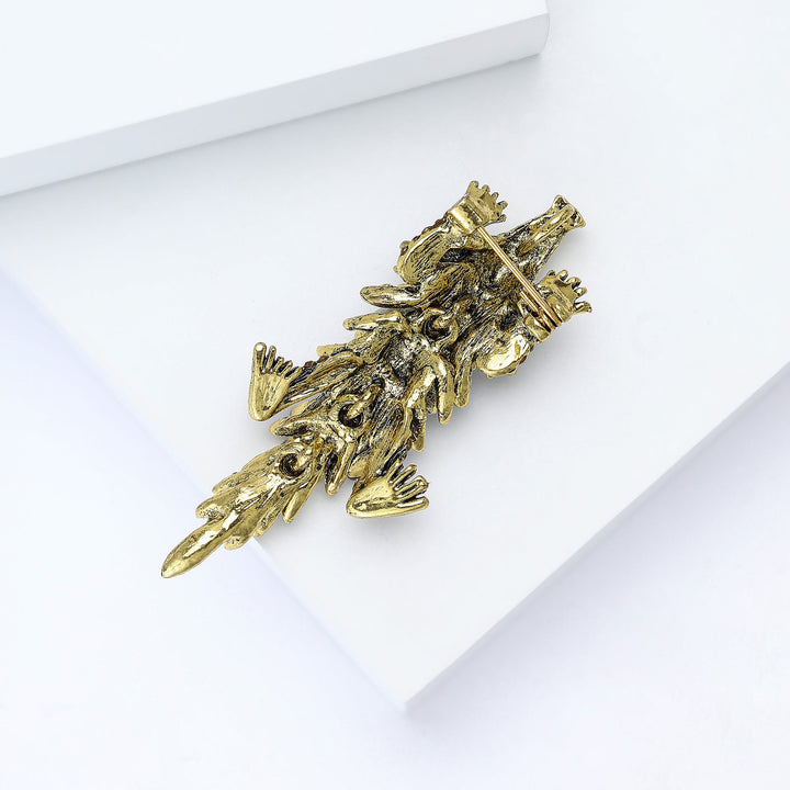 Broche articulée crocodile mobile incrustée de strass - image 7