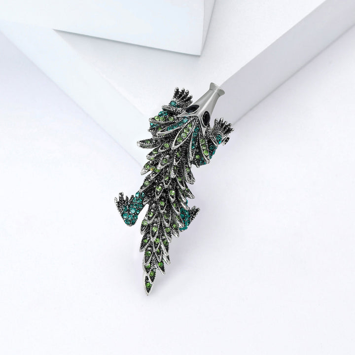 Broche articulée crocodile mobile incrustée de strass - Vert - image 8
