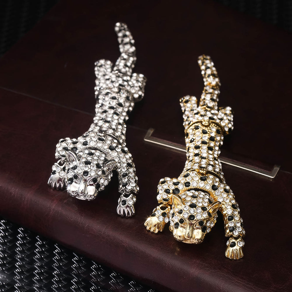 Broche articulée mobile et luxueuse en forme de guépard sertie de diamants - image 1