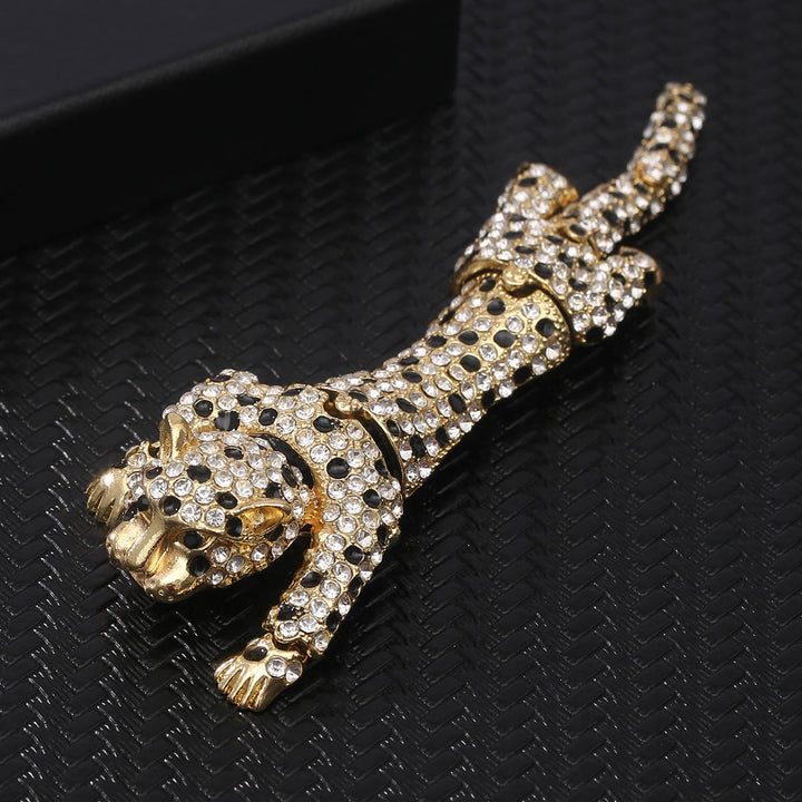 Broche articulée mobile et luxueuse en forme de guépard sertie de diamants - Doré - image 2