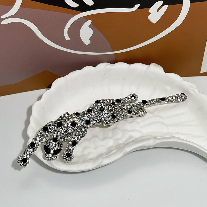Broche articulée guépard à pois noirs sertie de diamants - Argent - image 4