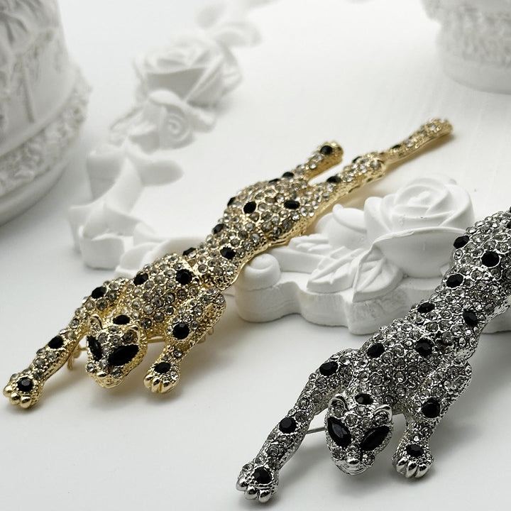 Broche articulée guépard à pois noirs sertie de diamants - image 2